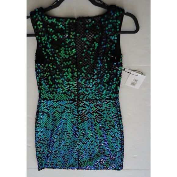 SHO by Tadashi Shoji Women's Sz XXS Shamrock Sequin Body-Con Cocktail Dress - Picture 14 of 16